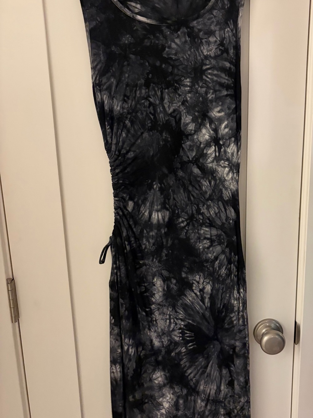 Cupshe Black and Gray Tie-Dye Ruched Side Maxi Dress